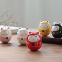 DecCool ดารุมะ ดารูมะ แมวกวัก แมวนำโชค Lucky cat Maneki Neko เรียกลูกค้า โชคลาภ เงินทอง ตกแต่ง ของขวัญแต่งงาน เซรามิค เรซิ่น ตุ๊กตาล้มลุก Daruma