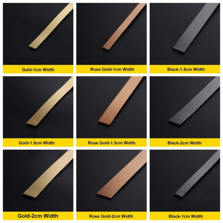 5 Meter Stainless Steel Flat Self-adhesive Decorative Lines Wall Sticker Background Black Titanium Metal Strip Ceiling Edging Strip