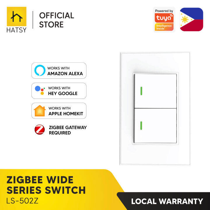 HATSY 2 Gang Zigbee Mechanical Switch, Neutral Wire Required, Wide