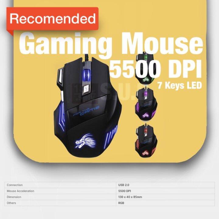 7 Keys LED Gaming Mouse 5500 DPI mouse gaming RGB led murah