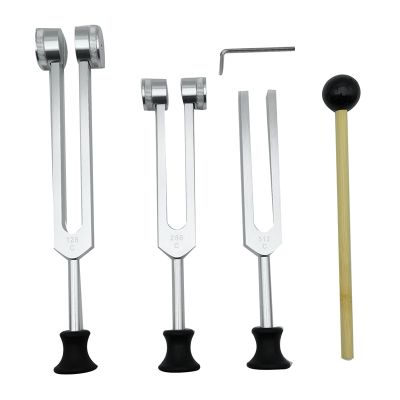 4 Pack Tuning Fork Set(128Hz, 256Hz, 512Hz)with Tuning Fork Hammer for Sound Sound Vibration Tool