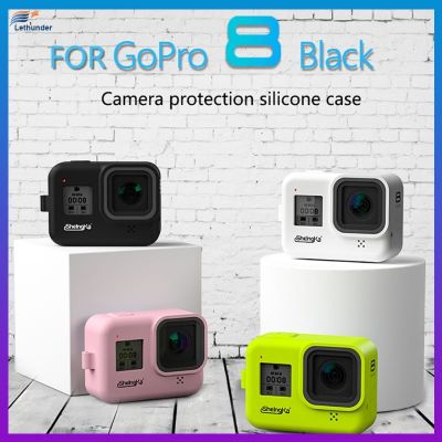 เคสซิลิโคนสำหรับ GoPro Hero 8อุปกรณ์เสริมกล้องสีดำเคสห่อหุ้มกันตกพร้อมเชือกกันหาย
