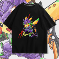 Pikachu เสื้อยืดแขนสั้นผ้าฝ้ายแขนสั้น0000,เสื้อยืด Evangelion EVA