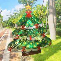 Christmas Tree Shape Wind Spinner 3D Stainless Steel Metal Wind Chime Christmas Decoration Indoor House Decor Outdoor Garden Y