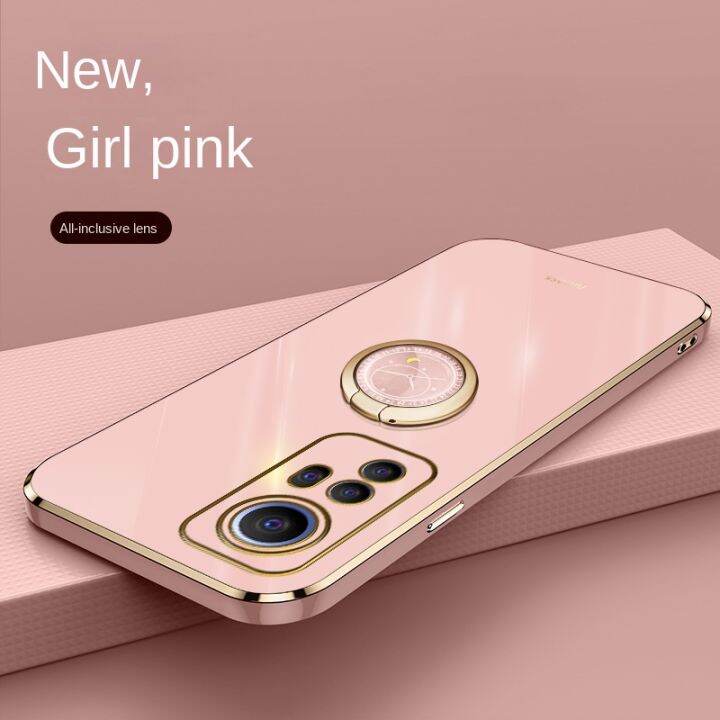 xiaomi-12-lite-5กรัม-mi12-lite-เคลือบเงาไฟฟ้าชุบกรณีผู้ถือแหวนตรงขอบปลอกสไตล์ปก