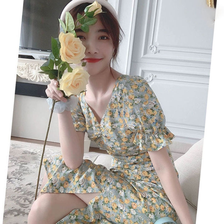spot-parcel-post-little-daisy-floral-dress-platycodon-grandiflorum-french-style-small-chiffon-dress-womens-summer-dress-2020-new-womens-court-style