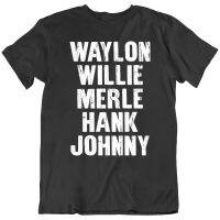 เสื้อยืดแขนสั้น พิมพ์ลาย Waylon Willie Johnny Cash Hank สไตล์วินเทจ แฟชั่นเรโทร QC7311700