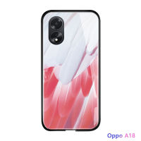 เคสใส่โทรศัพท์สำหรับ A38 A18 OPPO เคสโทรศัพท์ลายขนนกหรูหราเคสกันกระแทกแฟชั่นกระจกนิรภัยมันวาว