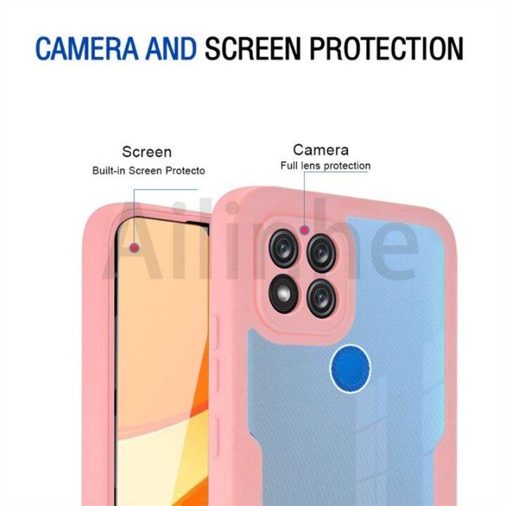 สำหรับ-xiaomi-redmi-9c-เคสโทรศัพท์360เต็มรูปแบบสองด้านโปร่งใสปกป้องโทรศัพท์กันกระแทก