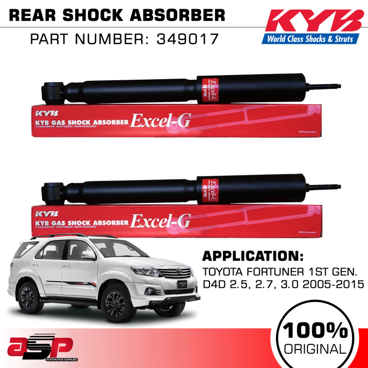 KYB Set of 2 Rear Gas Shock Absorber for Toyota Fortuner 2005 2015