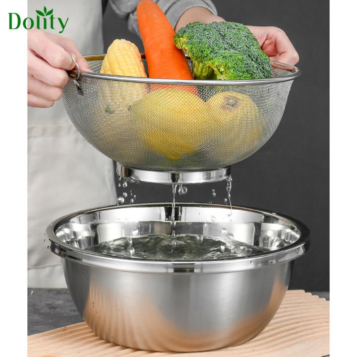 Dolity Vegetable Drainer Drainer Basket With Basin For Draining Cooked 