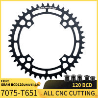 ผ่านเควส7075ที่มีคุณภาพสูงจักรยาน Chainring 120BCD แคบกว้างฟัน Chainring จักรยานถนน Crankset สำหรับสากล120 BCD