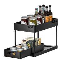 Kitchen Organizer Handle Sliding Basket Design 2-layer Storage Cabinet Large Capacity Bathroom Shelf