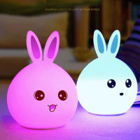 Rabbit LED Night Light USB for Children Baby Kids Gift Animal Cartoon Decorative Lamp Bedside Bedroom Living Room