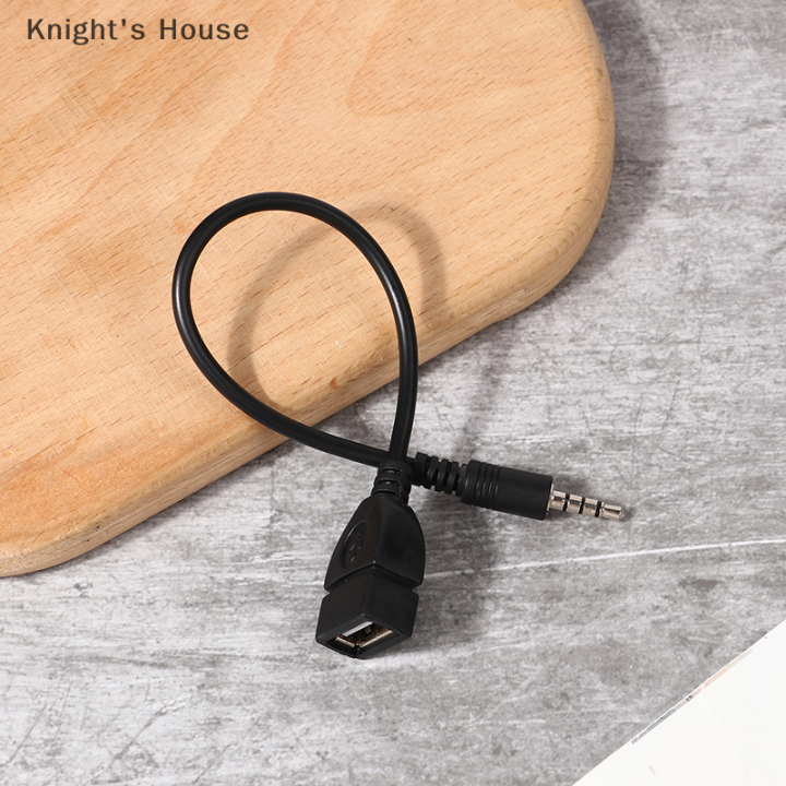 knights-house-สายเครื่องเสียงรถยนต์สีดำขนาด3-5มม-ไปยัง-usb-สายสัญญาณเสียงอุปกรณ์อิเล็กทรอนิกส์ในรถยนต์สำหรับเล่นเพลงสายสัญญาณเสียงรถยนต์ตัวแปลงหูฟัง-usb