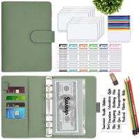 2023 Budget Binder A6 PU Leather Notebook Cash Envelopes System Set Clip-On Binder Pockets For Money Saving Bill Organizer Gifts