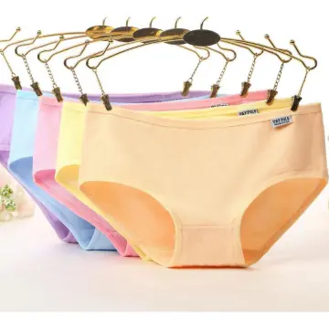 Compre 5PCS/Set Women's Cotton Underwear Girls' Flower Comfort Briefs  Middle Waist Seamless Panties Fashion Bow Underpants Female Lingerie