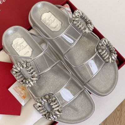 rv 2023 summer wear all-match flat seaside beach shoes rhinestone square buckle rv fairy style fashion super hot sandals and slippers slides