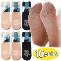 10pairs Cat Claw Summer Silk Socks Women Transparent Soft Thin Sock Breathable Nylon Non-Slip Bottom Slippers Ankle Meias Sox Socks Tights