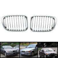 2X Chrome Front Hood Kidney Grille Grill for 1998-2001 E46 320I 323I 325I 328I 330I 4-Door Sedan