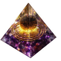{คลังสินค้าพร้อม} Orgonite Pyramid Crystal Energy Orgone Generator Reiki Balancing Wealth Gather