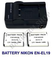 EN-EL19  ENEL19 แบตเตอรี่  แท่นชาร์จ  แบตเตอรี่พร้อมแท่นชาร์จ Battery  Charger  Battery and Charger For Nikon Coolpix S32,S100,S2500,S2700,S2800,S3100,S3500,S3600,S4100,S4300,S4400,S5200,S5300,S6600,S6900