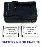 EN-EL19  ENEL19 แบตเตอรี่  แท่นชาร์จ  แบตเตอรี่พร้อมแท่นชาร์จกล้องนิคอน Battery  Charger  Battery and Charger For Nikon Coolpix S32,S100,S2500,S2600,S2700,S2800,S3100,S3500,S3600,S4100,S6700,S6900