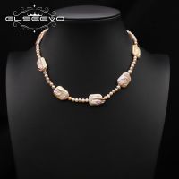 Glseevo Jewelry on the neck chain Natural Freshwater pearls Luxury Birthday party Female necklace gift Bijouterie GN0402B