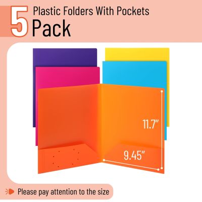 Kawaii 5pcs Plastic Student Folder Stationery With Pockets For School Office Supplies