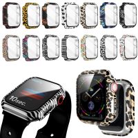 Glass Cover for Apple Watch Case 44mm 40mm 42mm 38mm Bumper Screen Protector iWatch Series SE 6 5 4 3 2 1 Fashion Water Pattern