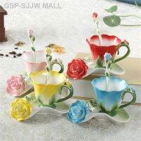 แฟชั่นน้ำชุดจานรองและแก้วกาแฟเคลือบสี3มิติวันวาเลนไทน์