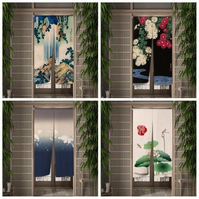 Japanese Natural Scene Flower Door Curtain Bedroom Kitchen Partition Curtain Half Panel Curtain Home Decoration Blackout Curtain