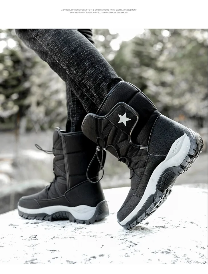 snow boots men waterproof mens winter boots With Fur winter shoes