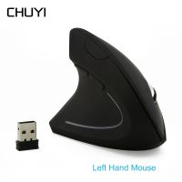 ZZOOI Wireless Vertical Mouse Ergonomic Left Hand Gaming 800-1200-1600DPI Optical Computer Mice with Mouse Pad Kit for PC Laptop