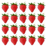 20 Pieces Artificial Strawberry Fake Fruit Strawberries Photography Prop Home Kitchen Cabinet Party Ornament