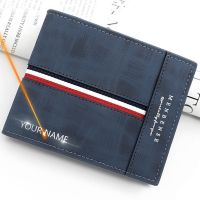 【CW】♚๑  2022 New Short Men Wallets Card Holder Name Print Male Purses Luxury Leather Coin Small Mens Wallet