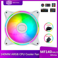 Cooler Master MF140 HALO สีขาว ARGB 140MM 5V 3PIN PC เคสคอมพิวเตอร์พัดลม CPU Cooler Liquid Cooling Quiet PWM แทนที่พัดลม-kxodc9393