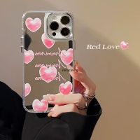 เคสโทรศัพท์หัวใจความรักสีชมพูเคลือบอิเล็คโทรเพลทสำหรับ iPhone 12 13 11 Pro Max 14 12 Max 14 Plus ฝาหลังป้องกันซิลิโคนเนื้อนิ่ม