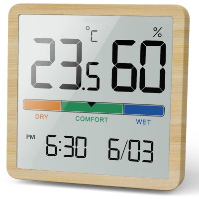 ☑ LCD Digital Clock Hygrothermograph Indoor Thermometer Hygrometer Home Office Desktop Table Monitor Temperature Humidity Meter