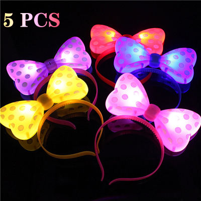 Headband Hairpin Accessories Wedding Party Decoration Multicolor Horn LED Bow