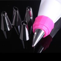 【hot】 Color Tube Converter Nozzles with 5 Icing Piping Pastry Tips Fondant Mold Baking