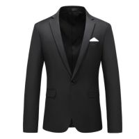 ZZOOI YASUGUOJI Men Slim Blazer Black Gray Single Button Business Mens Suit Jacket High Quality Mens Party Casual Office Jacket