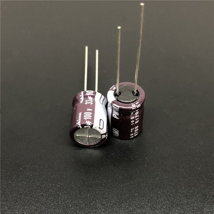10pcs-100pcs-33uf-100v-nichicon-pw-series-10x12-5mm-low-impedance-long-life-100v33uf-aluminum-electrolytic-capacitor
