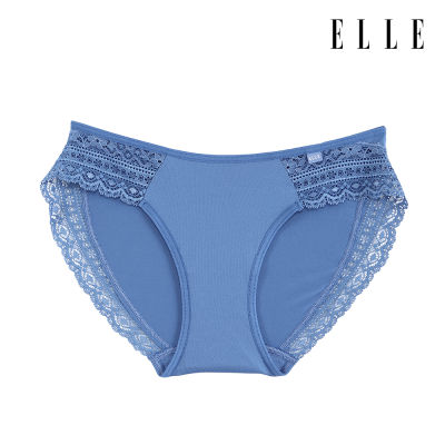 ELLE Lingerie I Bikini Lowrise กางเกง ทรง Bikini ตกแต่งลูกไม้ สีน้ำเงิน I LU6733