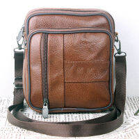 Leather inc กระเป๋าสะพายทรงตั้ง คาดเข๋มขัดได้ ขนาด 15x19x3cm หนังแท้  รุ่น K506-SH(สีน้ำตาล)