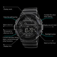 นาฬิกาจับเวลากันน้ำจับเวลานาฬิกากีฬาจับเวลาถอยหลัง Jam Tangan Digital PU ปรับได้สำหรับกิจกรรมกลางแจ้ง