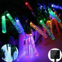 Solar Powered 20 30 50 LED Meteor Shower Outdoor Tube Lamps Christmas Wedding Party String Fairy Lights Garden Decoration