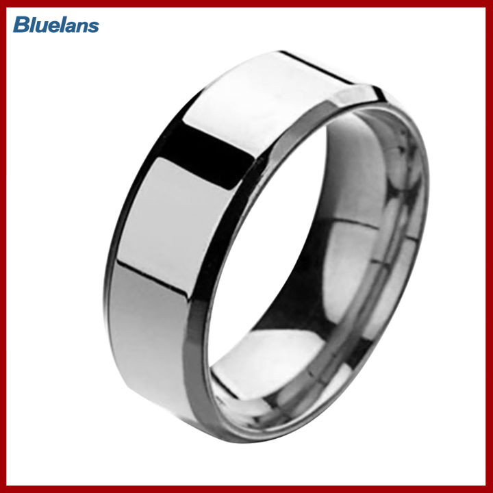 Bluelans®แหวนแต่งงานสำหรับทุกเพศกระจกสแตนเลสแหวนใส่นิ้วน้ำหนักเบา1ชิ้น