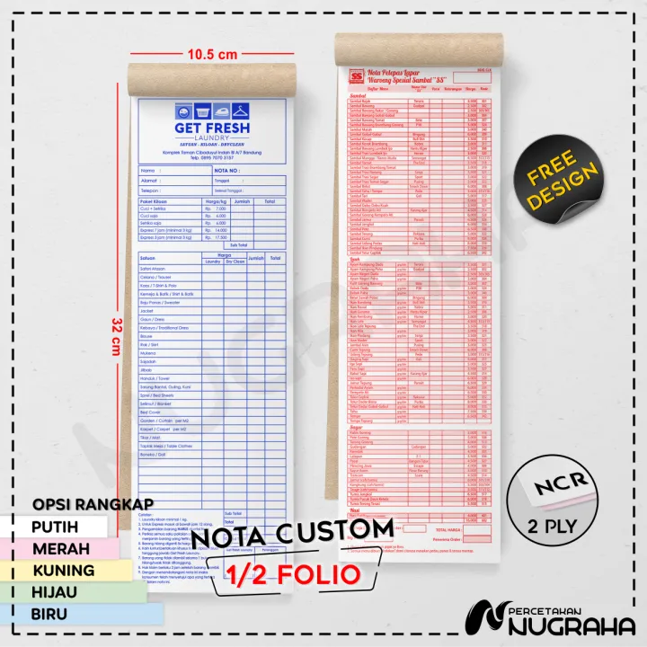 Nota Custom Uk 1 2 Folio 2 Rangkap Ply Lazada Indonesia