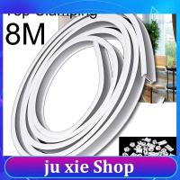 JuXie store 8 Meter Top Clamping Curtain Pole Kit Flexible Cuttable Bendable Track Rail Curved Straight Windows Track Accessories